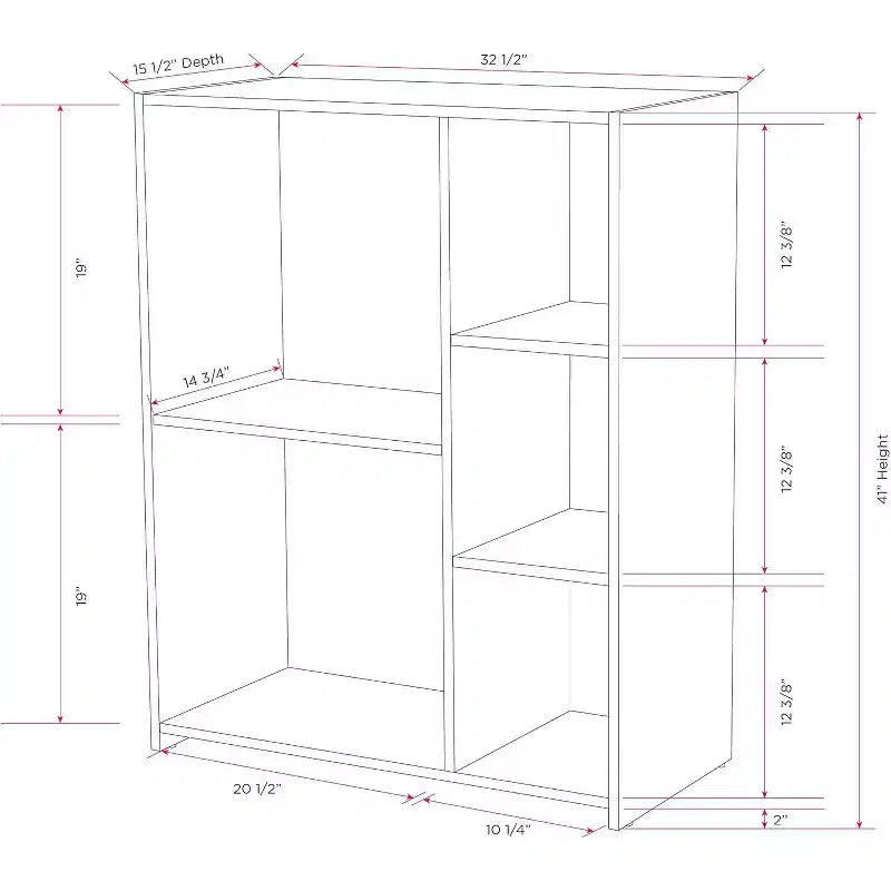 5 - Cube Wood Open Shelf Organizer Storage Bookcase, Gray/White
