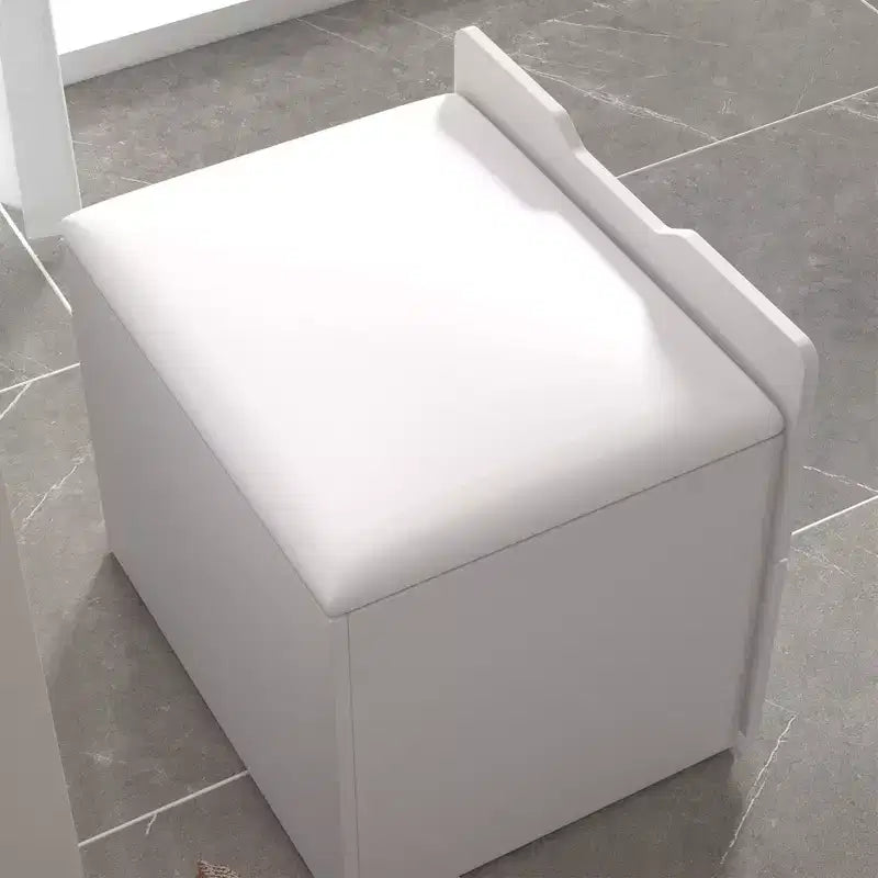 White Foldable Vanity Table with Storage One-Piece Design Top Jewelry Storage