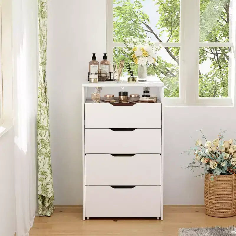 White Foldable Vanity Table with Storage One-Piece Design Top Jewelry Storage