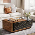 Extendable Coffee Table, 42-65 Adjustable Reversible Wood Center Table with 2 Storage Drawers for Living Room