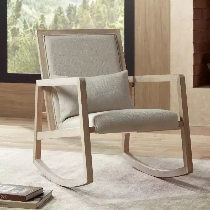 Light Cream and Wash Wood Modern Rocking Chair
