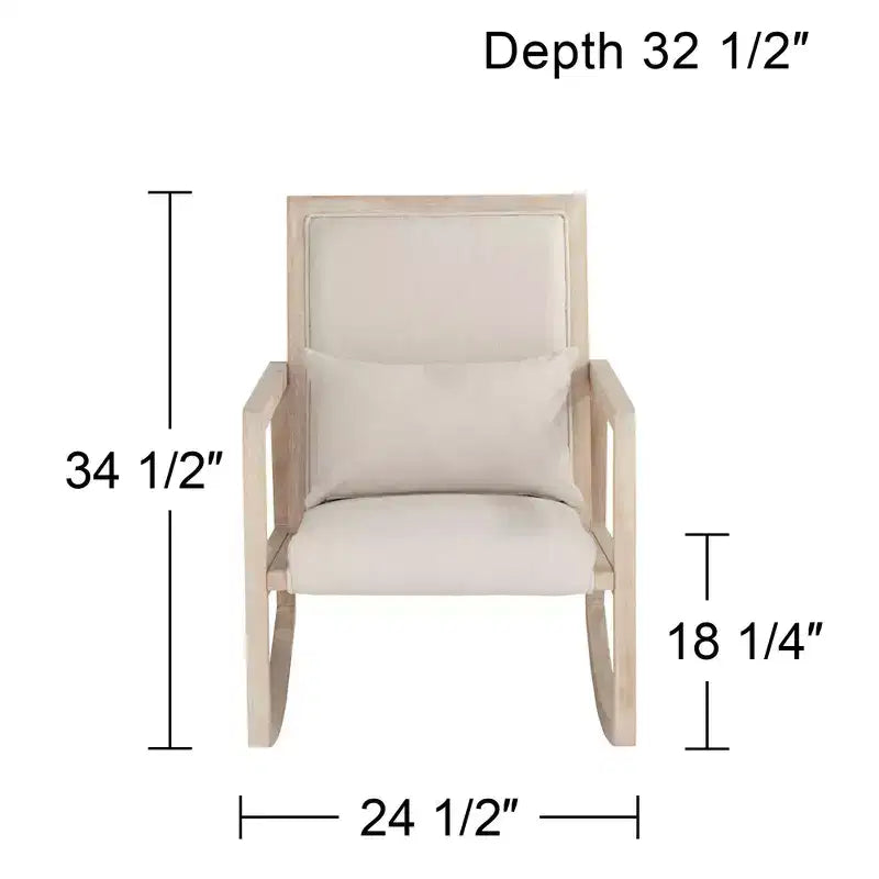 Light Cream and Wash Wood Modern Rocking Chair