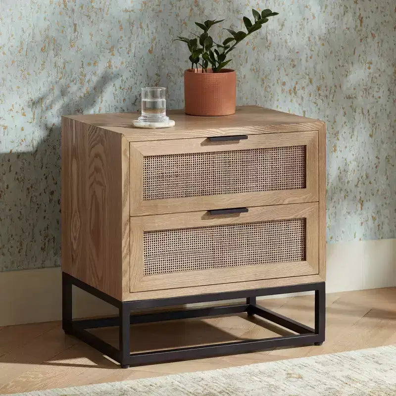 Delano 21 3/4 Wide Natural Wood 2-Drawer Cabinet