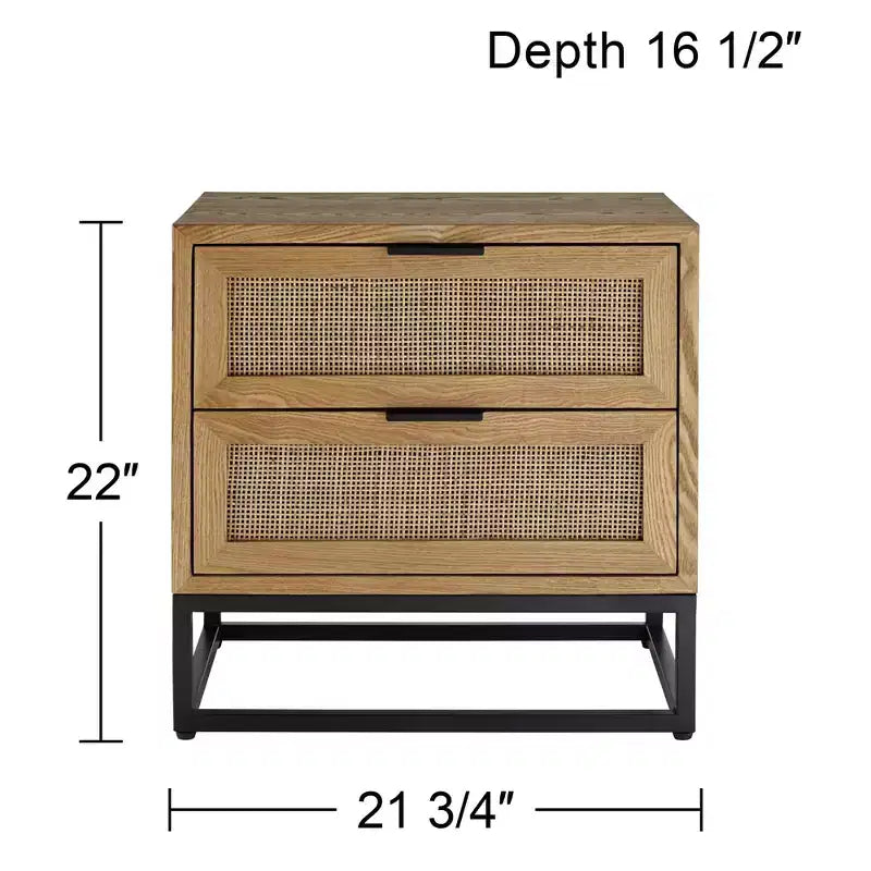 Delano 21 3/4 Wide Natural Wood 2-Drawer Cabinet