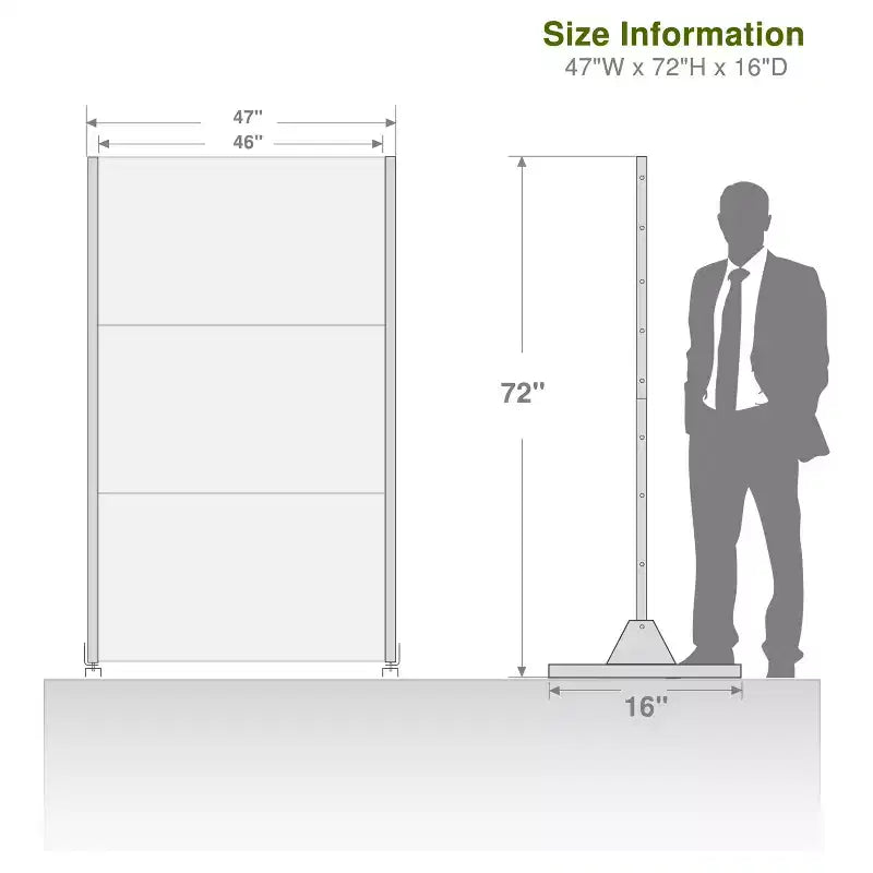 White Galvanized Steel Screen 183x120x40cm