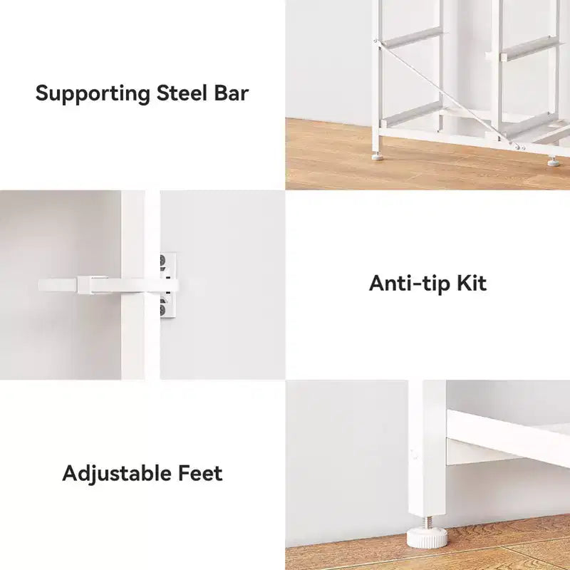 55 Inch Wide White TV Stand Dresser 10 Drawers with Power Outlets LED Lights Media Console for 65 Inch TV Bedroom Storage Chest Entertainment Center
