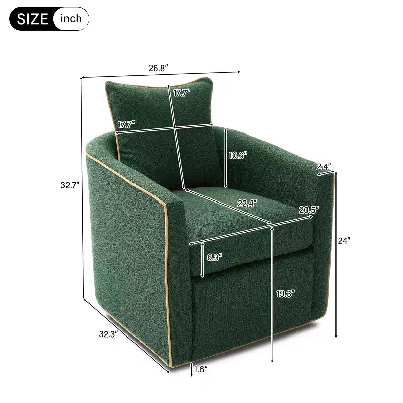 Modern Iron Boucle Upholstered 360 Swivel Accent Chair
