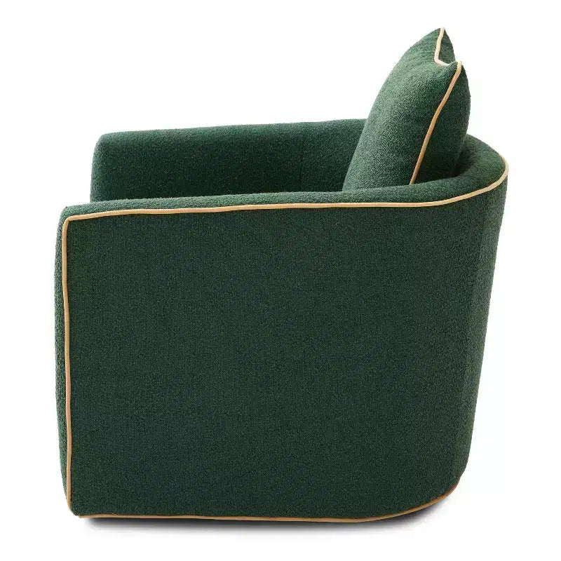 Modern Iron Boucle Upholstered 360 Swivel Accent Chair