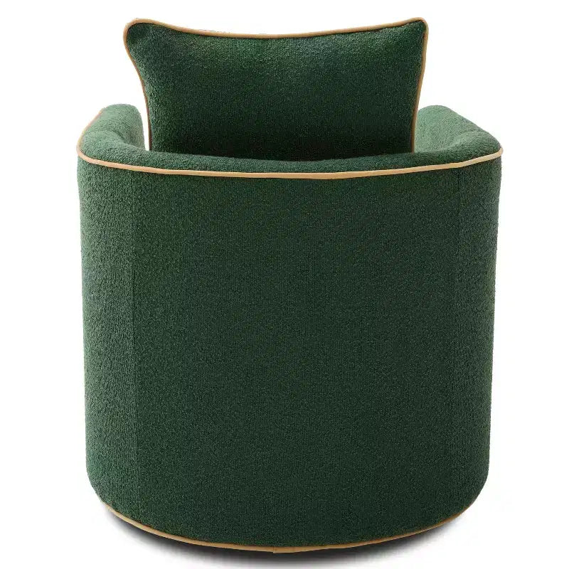 Modern Iron Boucle Upholstered 360 Swivel Accent Chair