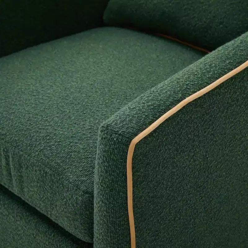 Modern Iron Boucle Upholstered 360 Swivel Accent Chair