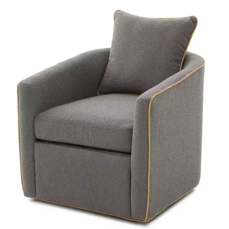 Modern Iron Boucle Upholstered 360 Swivel Accent Chair