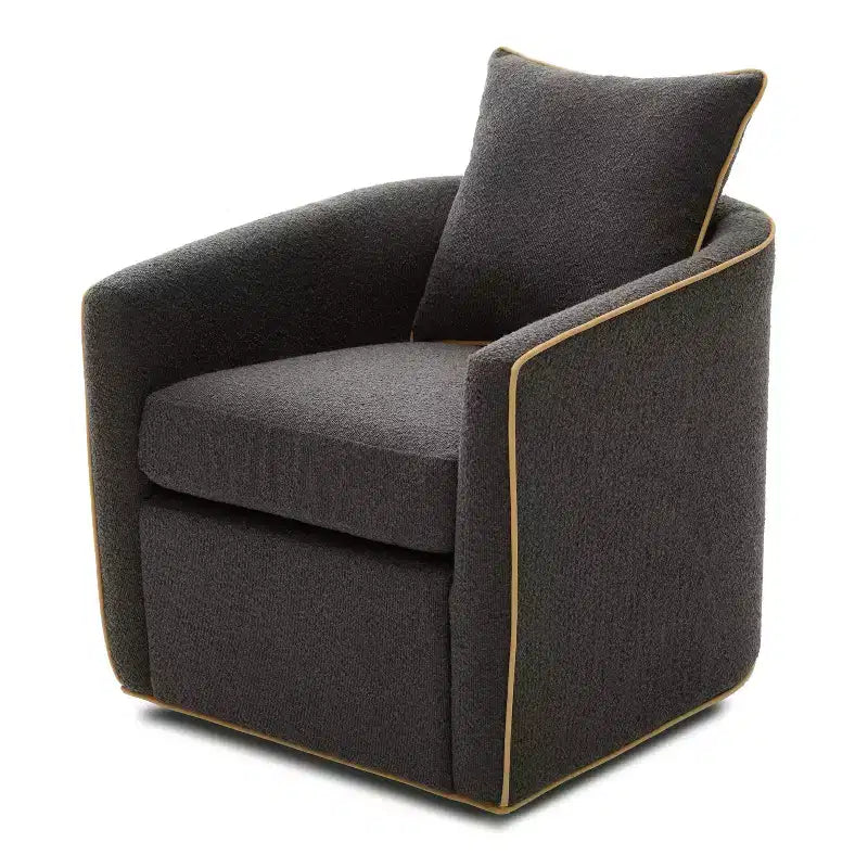 Modern Iron Boucle Upholstered 360 Swivel Accent Chair
