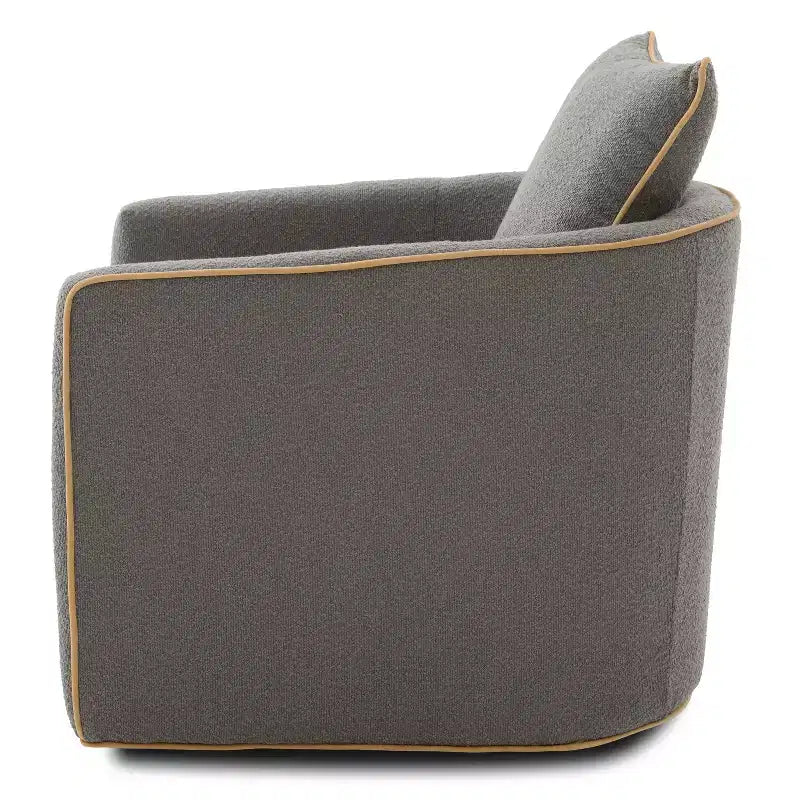 Modern Iron Boucle Upholstered 360 Swivel Accent Chair