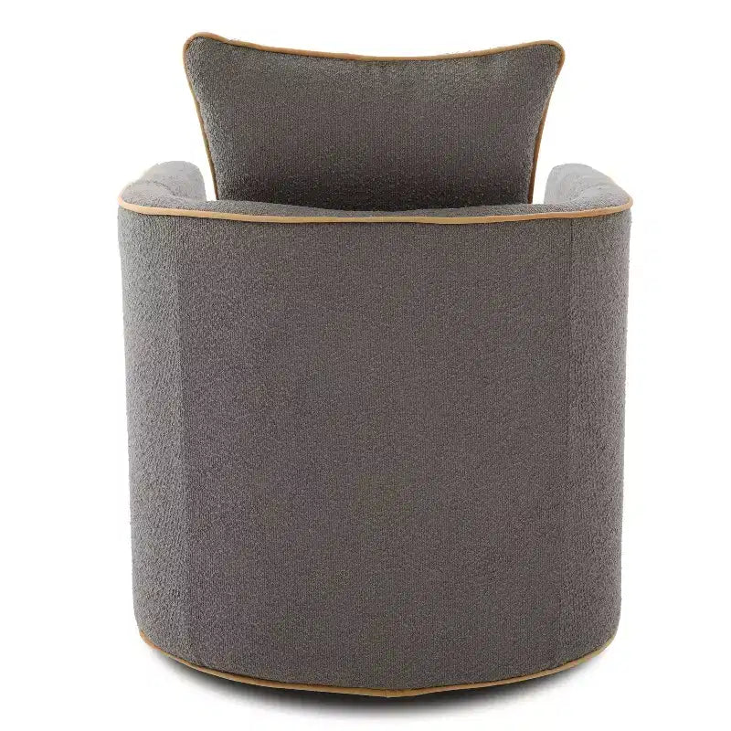 Modern Iron Boucle Upholstered 360 Swivel Accent Chair