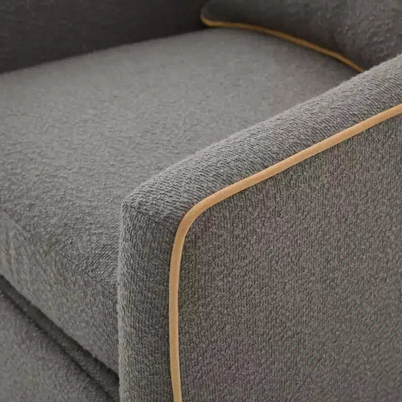 Modern Iron Boucle Upholstered 360 Swivel Accent Chair