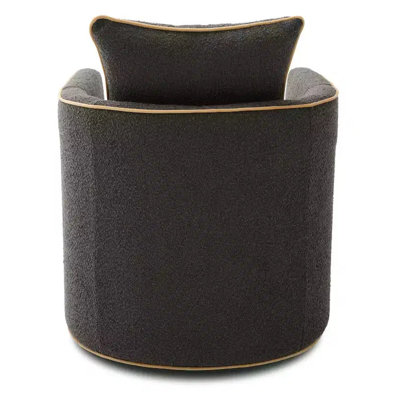 Modern Iron Boucle Upholstered 360 Swivel Accent Chair