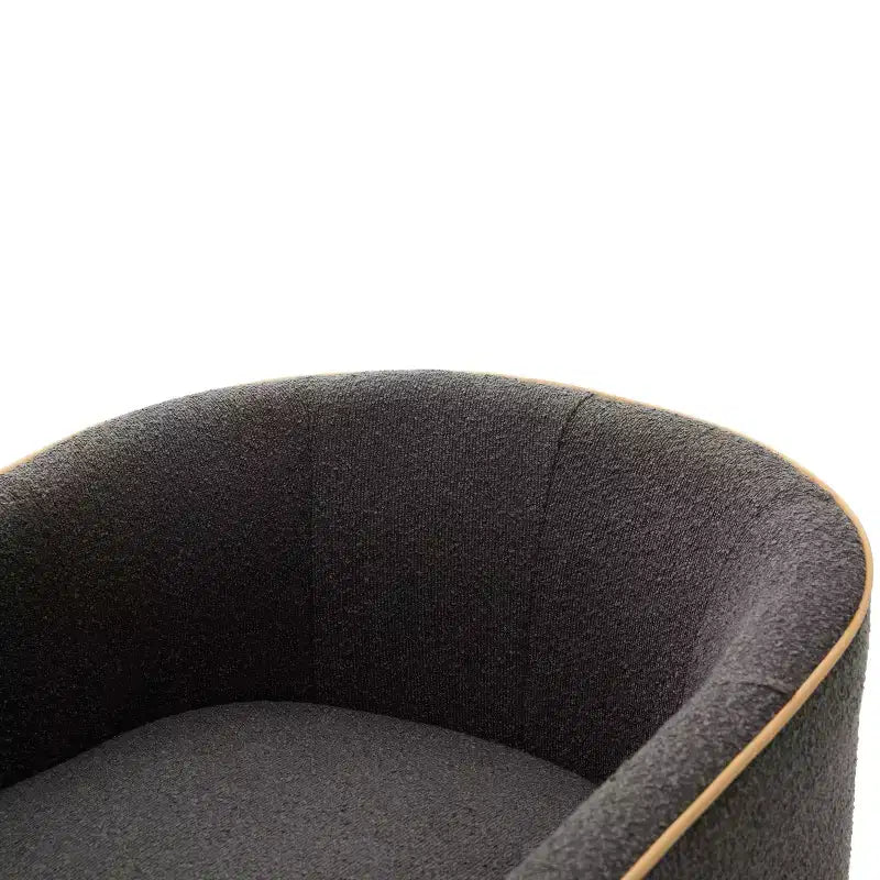Modern Iron Boucle Upholstered 360 Swivel Accent Chair