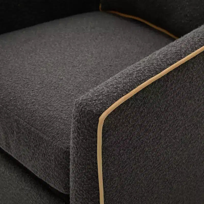 Modern Iron Boucle Upholstered 360 Swivel Accent Chair
