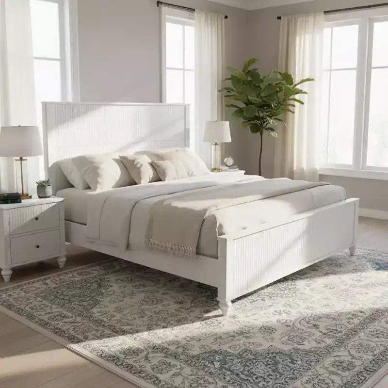 Modern Wooden Bed Frame with Headboard and Footboard