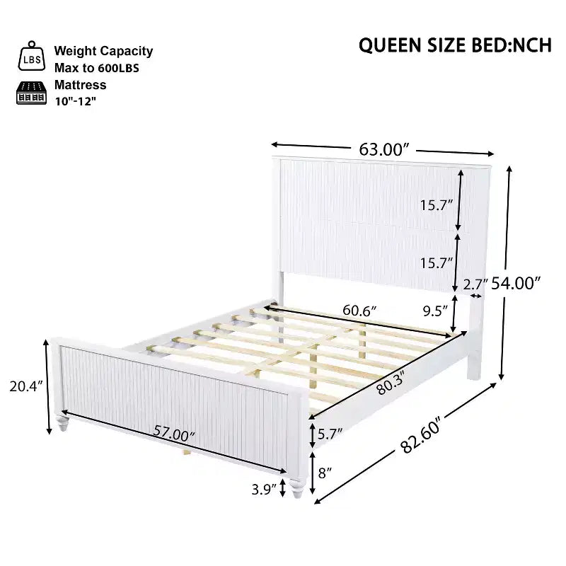 Modern Wooden Bed Frame with Headboard and Footboard