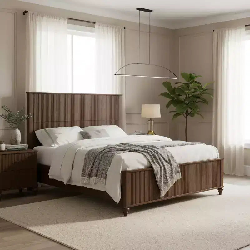 Modern Wooden Bed Frame with Headboard and Footboard