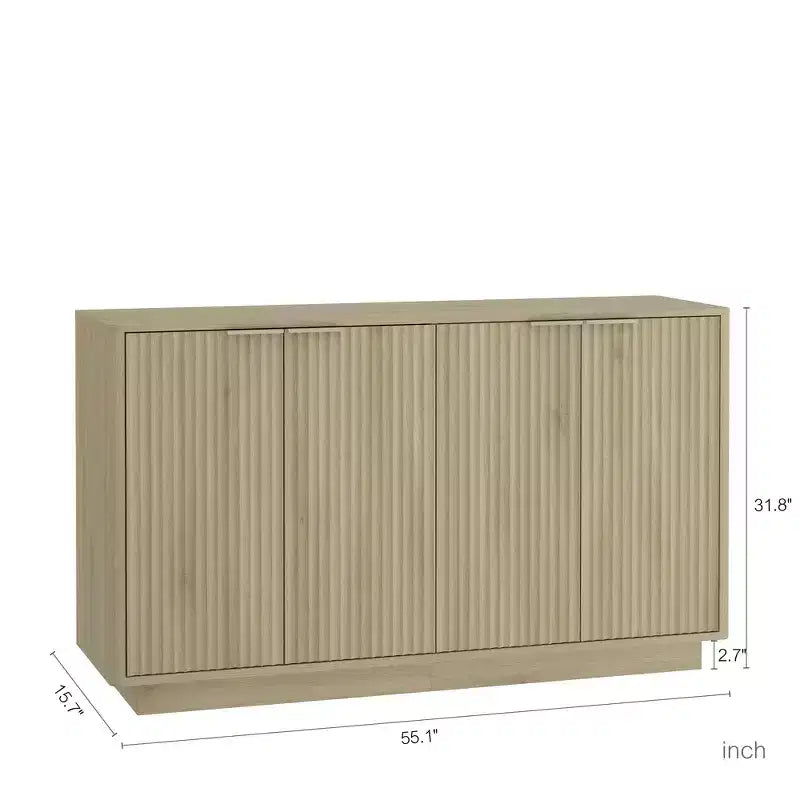 Modern wooden sideboard with storage space, recessed side cabinet, large sideboard with adjustable shelves, suitable for living room