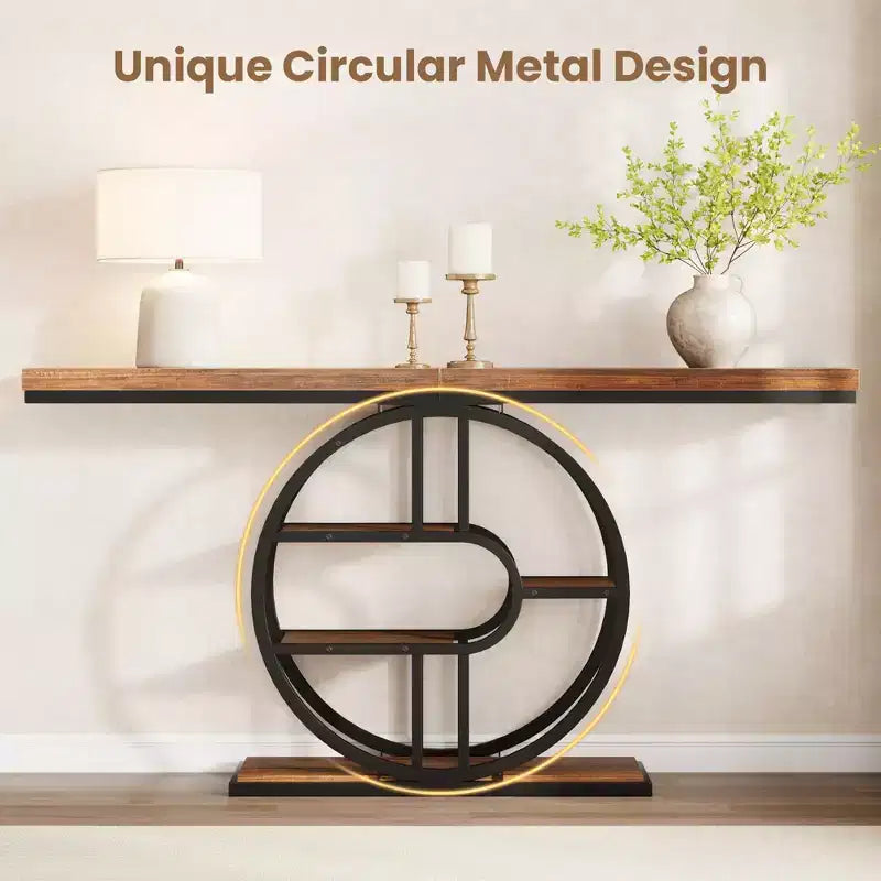 Entryway Table, 5-Tier Console Tables for Entryway, Industrial Narrow Sofa Tables with Storage for Living Room, Long Entry Hallway