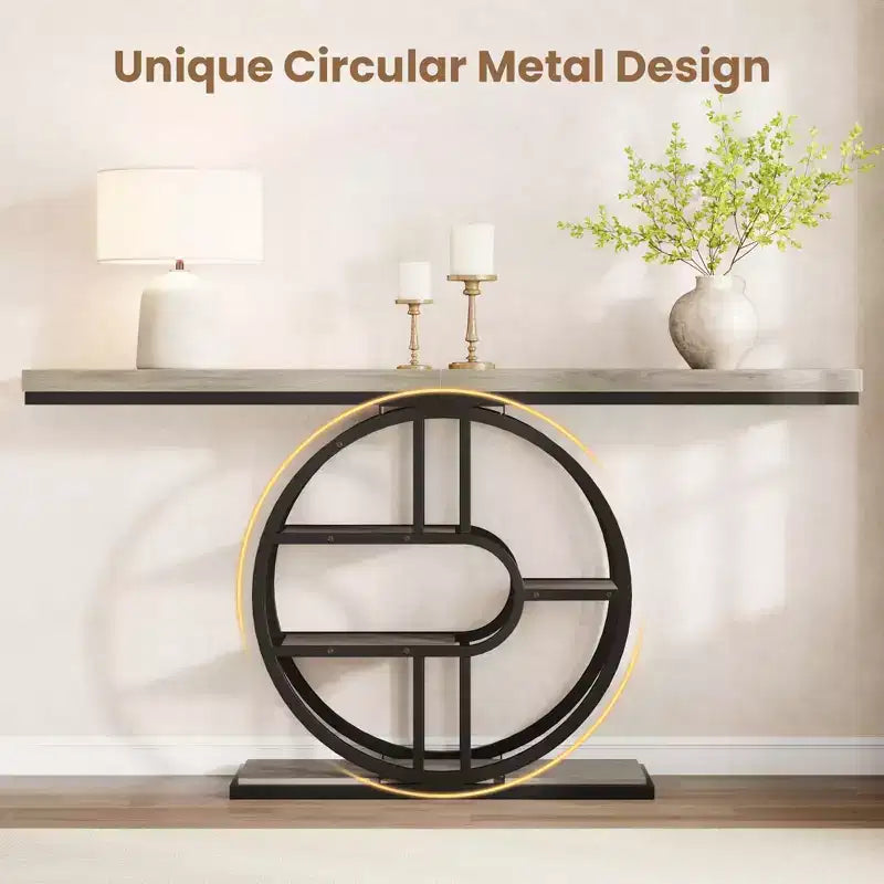 Entryway Table, 5-Tier Console Tables for Entryway, Industrial Narrow Sofa Tables with Storage for Living Room, Long Entry Hallway