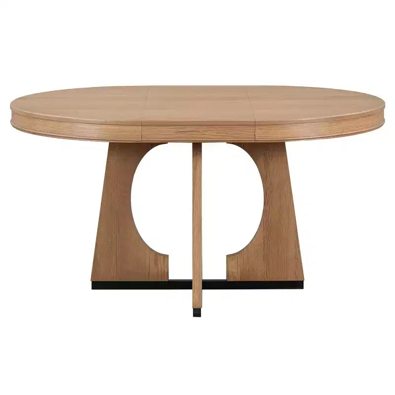 Farmhouse Extendable Round Dining Set for 4, Wood Round Kitchen Table with Leaf, 4 Upholstered Chairs for Dining Room