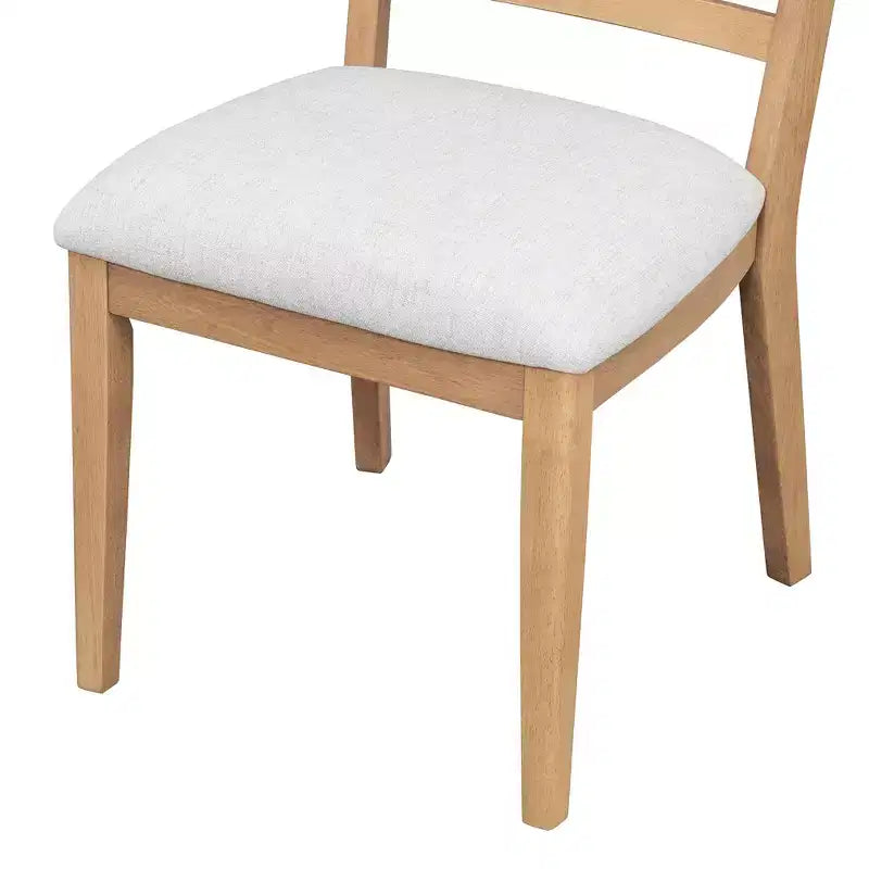 Farmhouse Extendable Round Dining Set for 4, Wood Round Kitchen Table with Leaf, 4 Upholstered Chairs for Dining Room