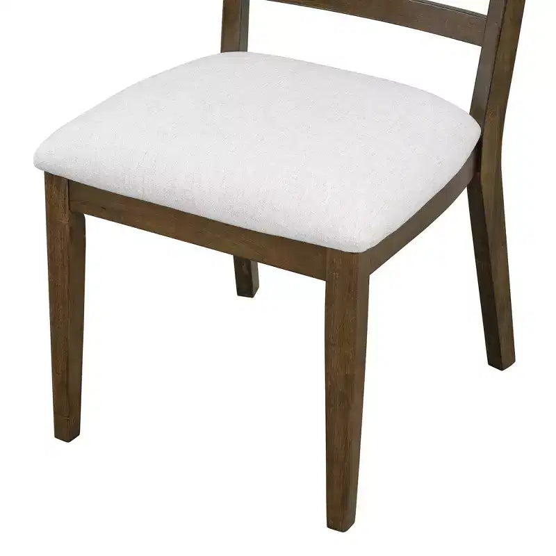 Farmhouse Extendable Round Dining Set for 4, Wood Round Kitchen Table with Leaf, 4 Upholstered Chairs for Dining Room