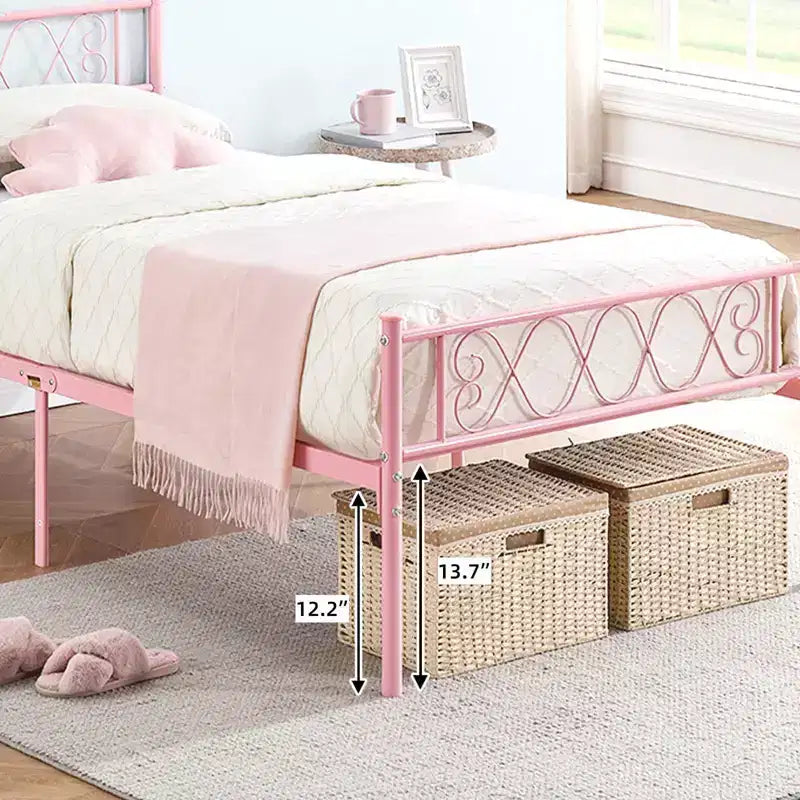 Metal Full Size Bed Frame Metal Platform Bed Frame with Headboard and Footboard Classic Bed Frame with Iron-Art Sweet