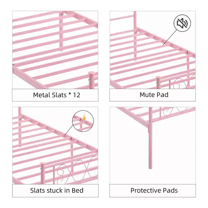 Metal Full Size Bed Frame Metal Platform Bed Frame with Headboard and Footboard Classic Bed Frame with Iron-Art Sweet