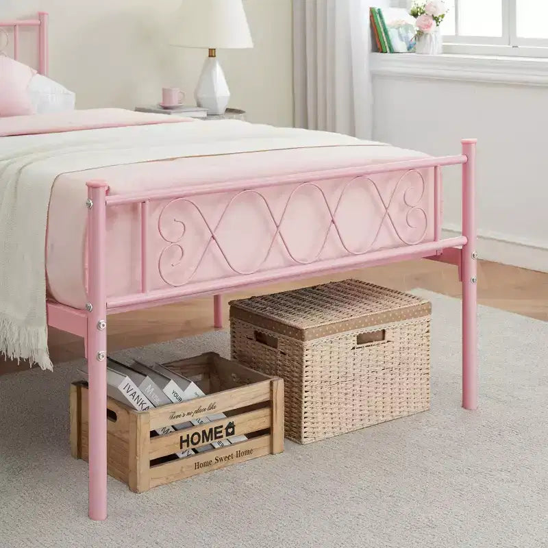 Metal Full Size Bed Frame Metal Platform Bed Frame with Headboard and Footboard Classic Bed Frame with Iron-Art Sweet