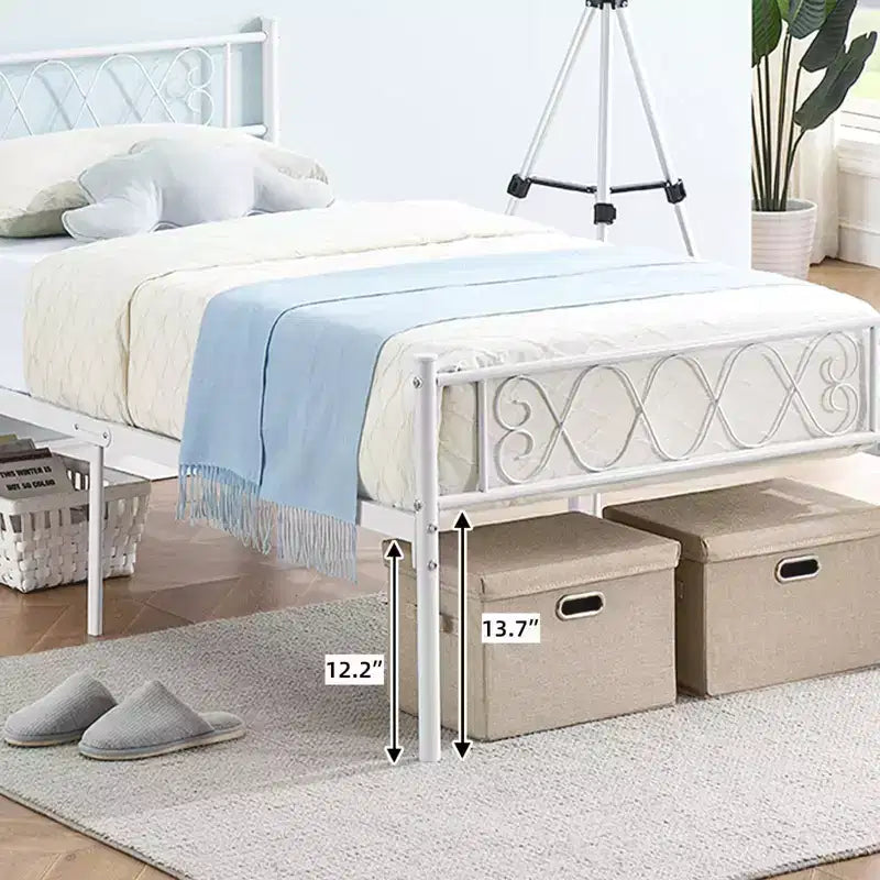 Metal Full Size Bed Frame Metal Platform Bed Frame with Headboard and Footboard Classic Bed Frame with Iron-Art Sweet
