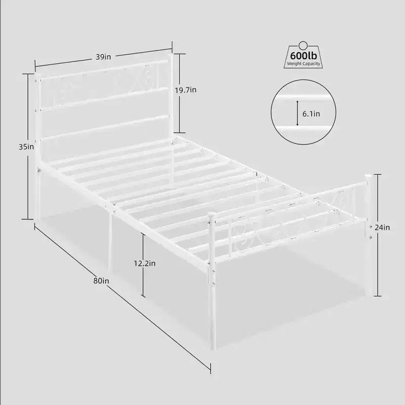 Metal Full Size Bed Frame Metal Platform Bed Frame with Headboard and Footboard Classic Bed Frame with Iron-Art Sweet