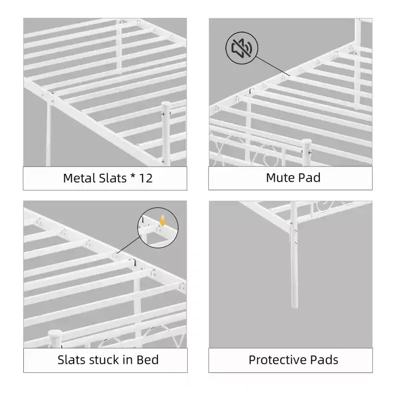 Metal Full Size Bed Frame Metal Platform Bed Frame with Headboard and Footboard Classic Bed Frame with Iron-Art Sweet