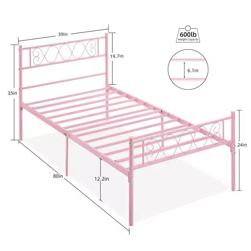 Metal Full Size Bed Frame Metal Platform Bed Frame with Headboard and Footboard Classic Bed Frame with Iron-Art Sweet