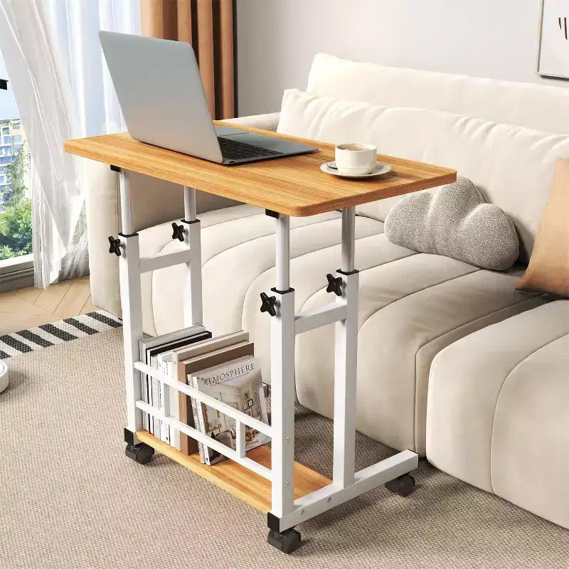 Standing Desk Adjustable Height, Mobile Small Stand Up Computer Rolling Desks Portable Laptop Desks with Wheels for Home Office, Height 27-35.5