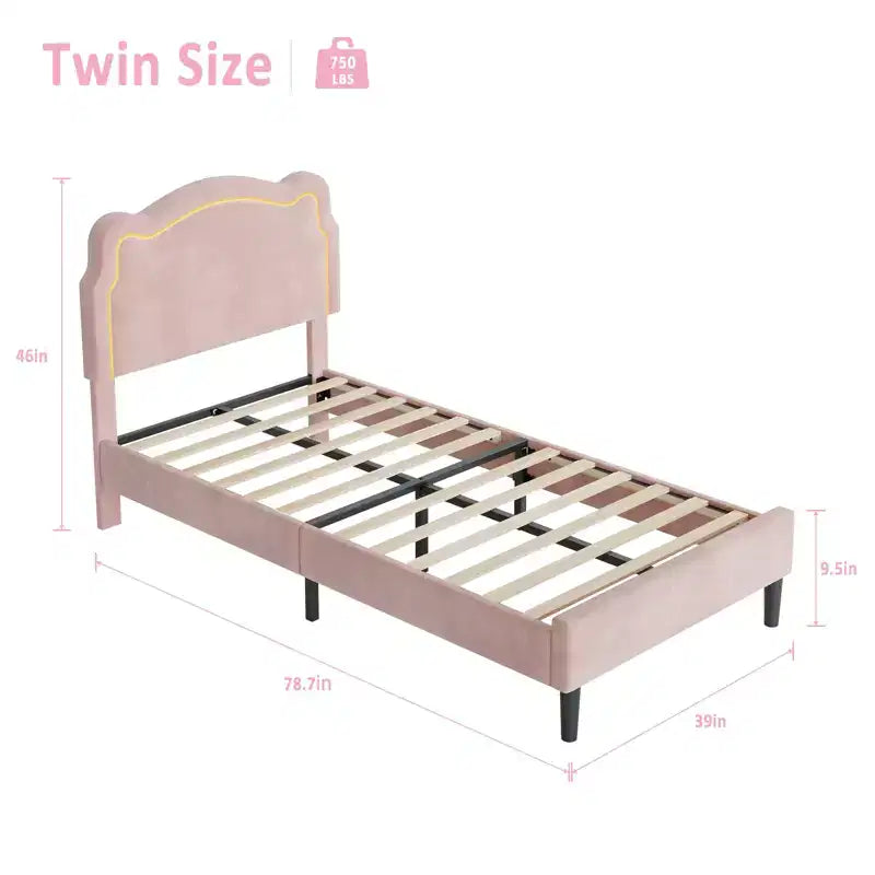 Luxury Velvet Platform Bed Frame with Adjustable Bear Headboard Noise-Free Upholstered Bed, No Box Spring Required, Modern Bedroom Statement Piece