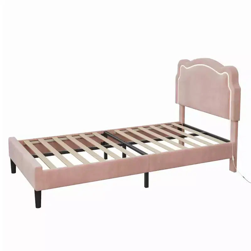 Luxury Velvet Platform Bed Frame with Adjustable Bear Headboard Noise-Free Upholstered Bed, No Box Spring Required, Modern Bedroom Statement Piece