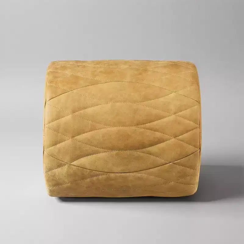 Industrial Genuine Leather and Aluminum Ottoman with Multi-Functional