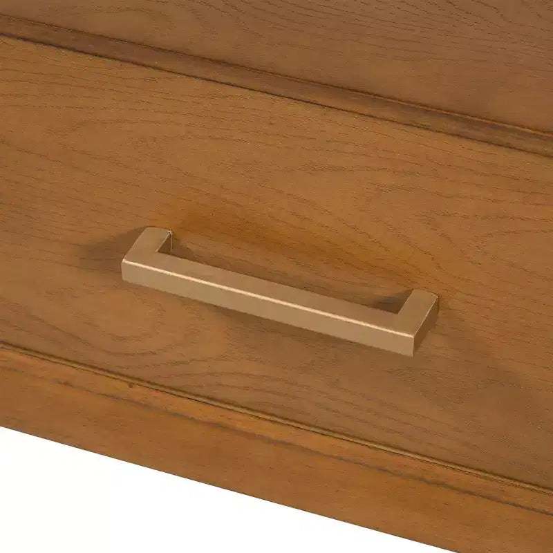 TV Stand & Fluted Media Console, Stylish TV Cabinet with 3 Drawers, Minimalist Metal Handles - Brown