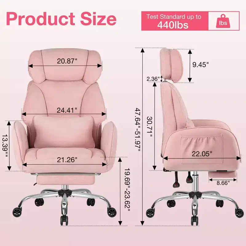Adjustable Executive Cross-Legged Chair with Flip-up Armrests, Recline & Lumbar Support - 440 lb Capacity, Ideal for Home Office