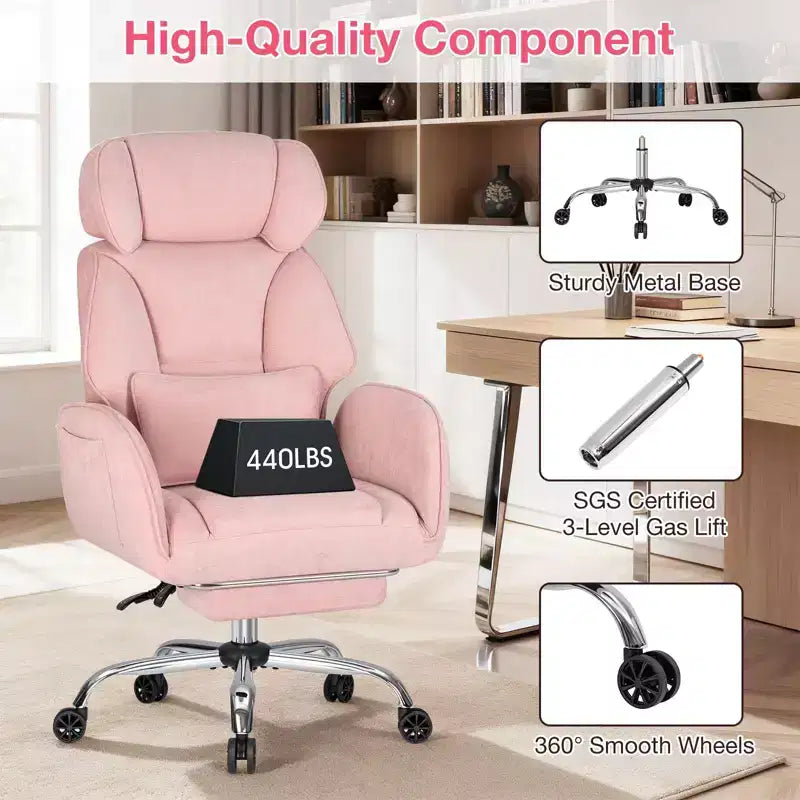 Adjustable Executive Cross-Legged Chair with Flip-up Armrests, Recline & Lumbar Support - 440 lb Capacity, Ideal for Home Office