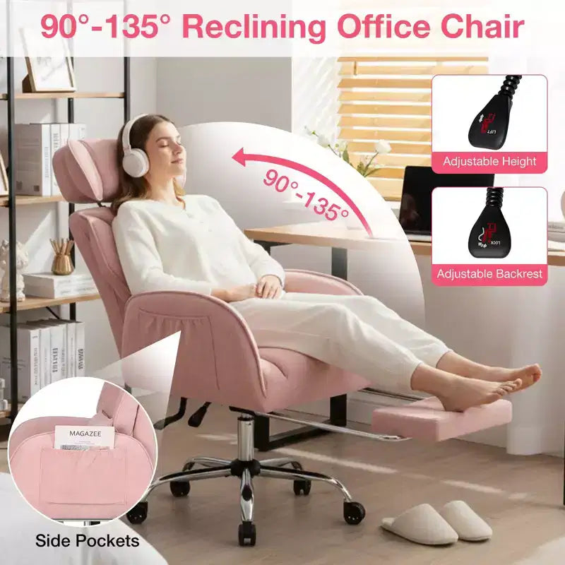 Adjustable Executive Cross-Legged Chair with Flip-up Armrests, Recline & Lumbar Support - 440 lb Capacity, Ideal for Home Office