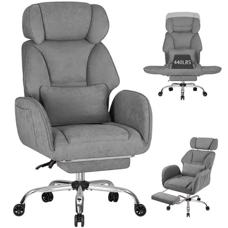 Adjustable Executive Cross-Legged Chair with Flip-up Armrests, Recline & Lumbar Support - 440 lb Capacity, Ideal for Home Office