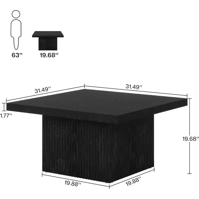 Square Coffee Table, 31.5-Inch Wood Center Table Cocktail Table