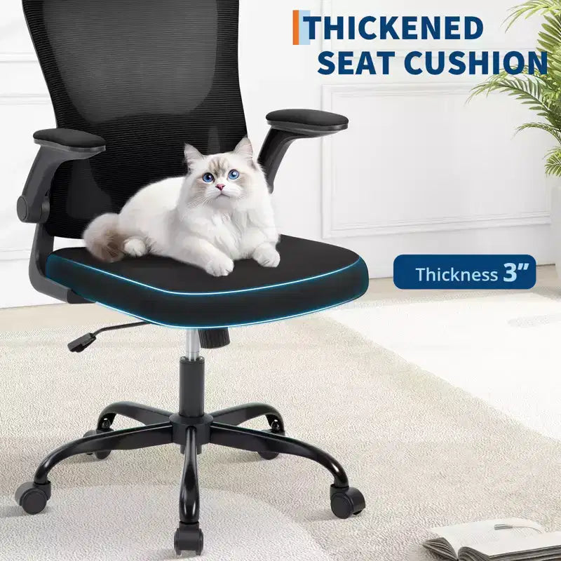 Ergonomic Mesh Office Chair Adjustable Lumbar Support, Turn over-Up Armrests, High Back Swivel Desk Chair, Comfortable Rolling Executive Task Chair