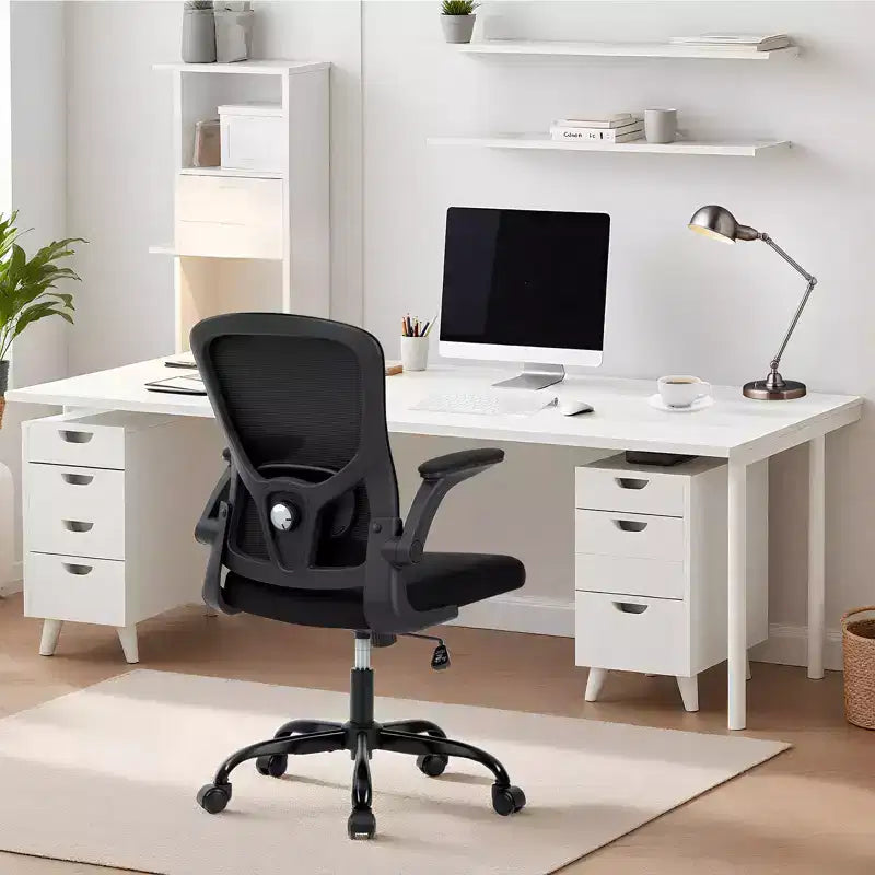 Ergonomic Mesh Office Chair Adjustable Lumbar Support, Turn over-Up Armrests, High Back Swivel Desk Chair, Comfortable Rolling Executive Task Chair